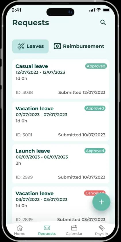 ByteHR mobile app roster screen