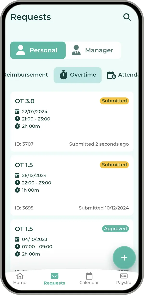 ByteHR mobile app shift roster screen