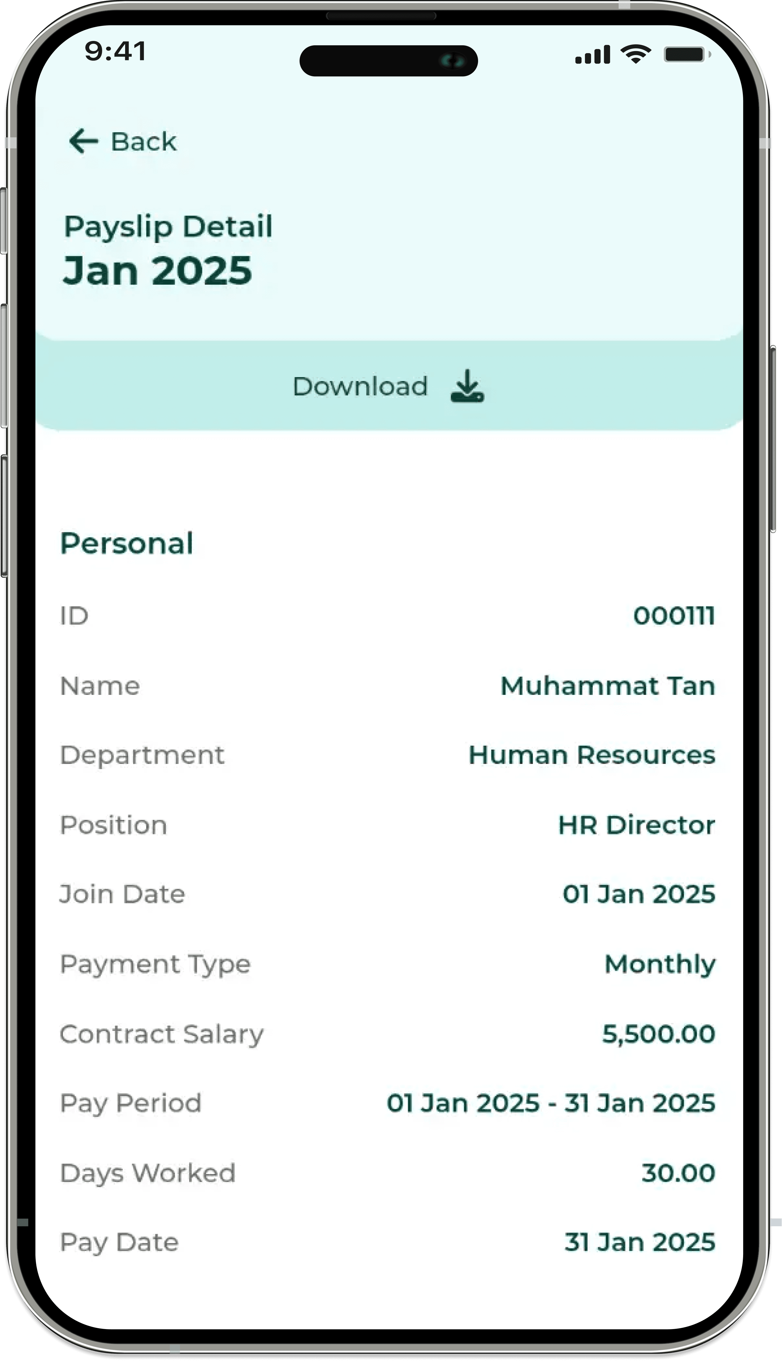 Employees can view ePayslip from mobile app