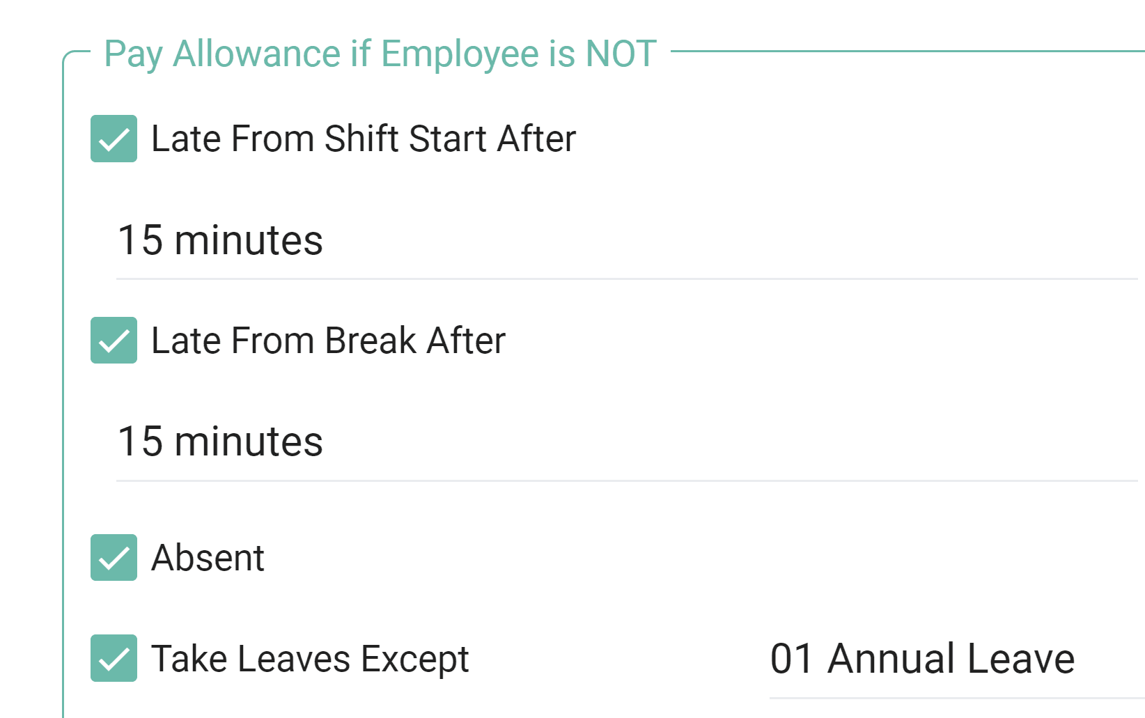 Automatic allowances and deductions from timesheets