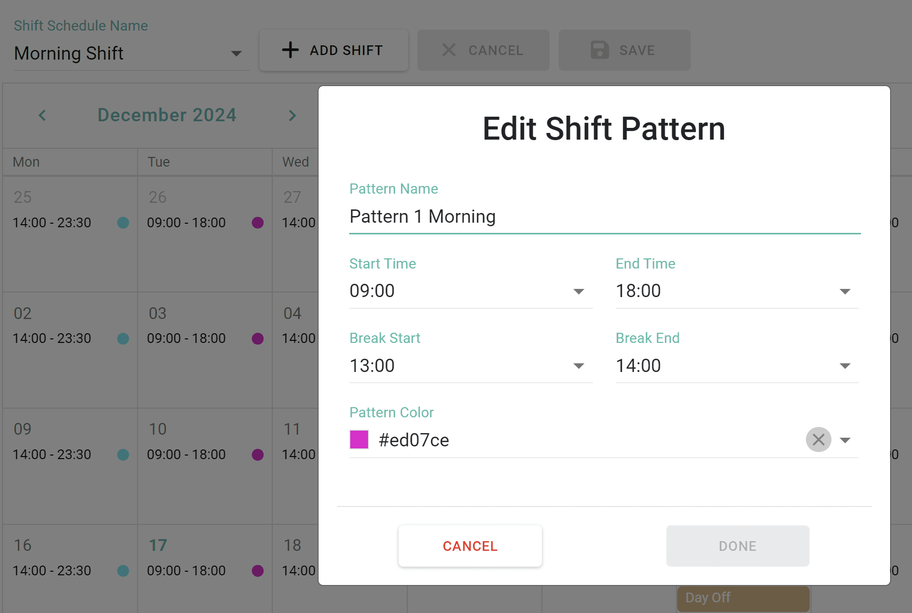 Shift schedules and duty rosters that support all business types