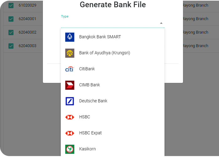 Generate local and international bank files for salary transfer